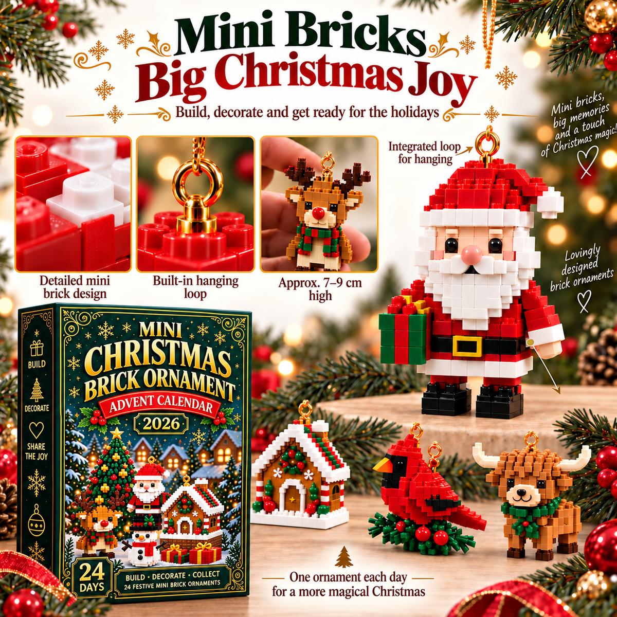 【49% OFF – LIMITED TIME!】BILLHOL®🎄 Christmas Advent Calendar 2026-Build 24 Magical Mini Christmas Decorations & Make Every Day a Festive Surprise!
